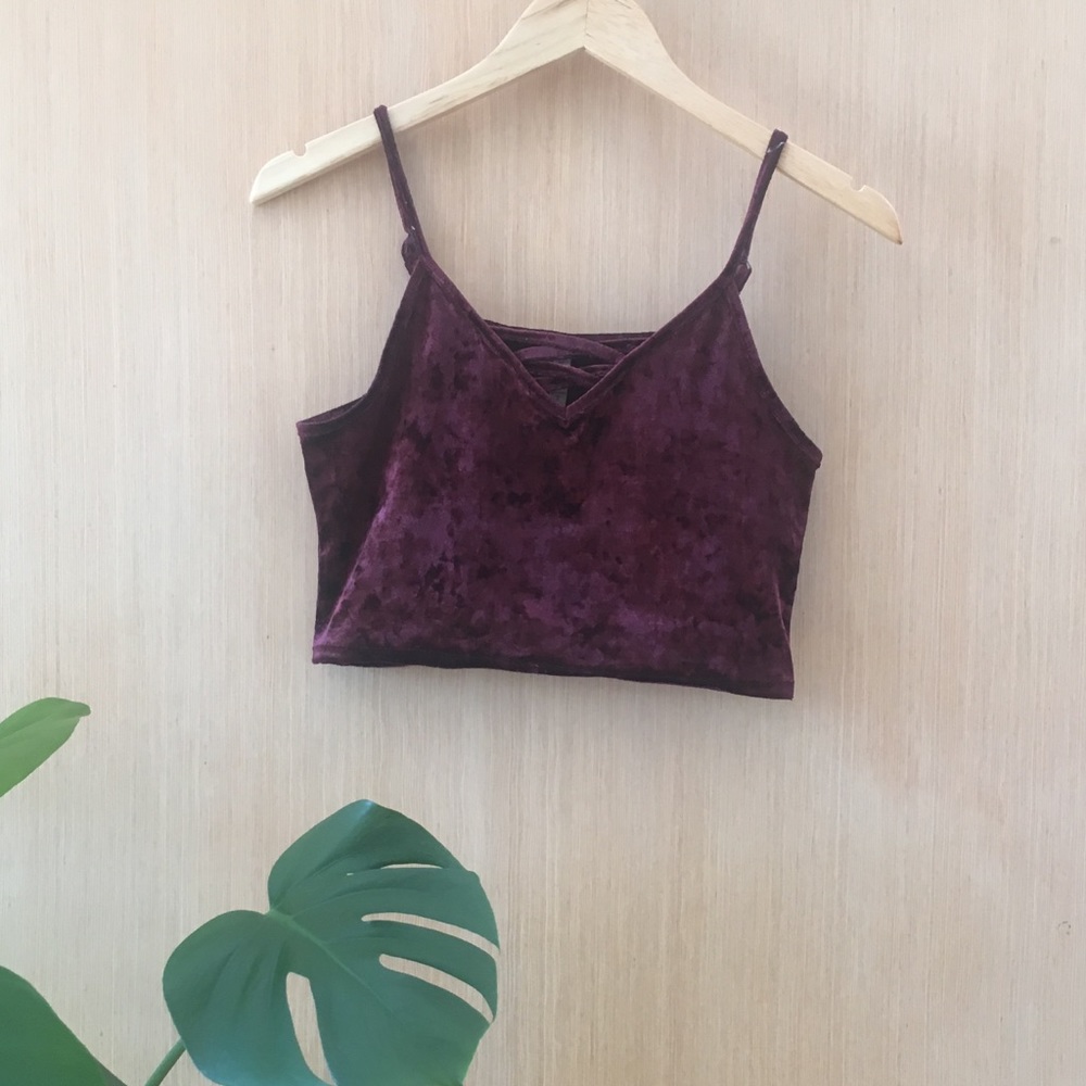 ✨maroon velvet crop top✨